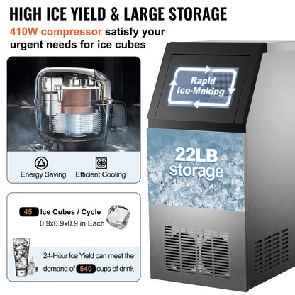 BY-90PF - Durable Stainless Steel Ice Maker with Auto-Clean, 35 KG Yield