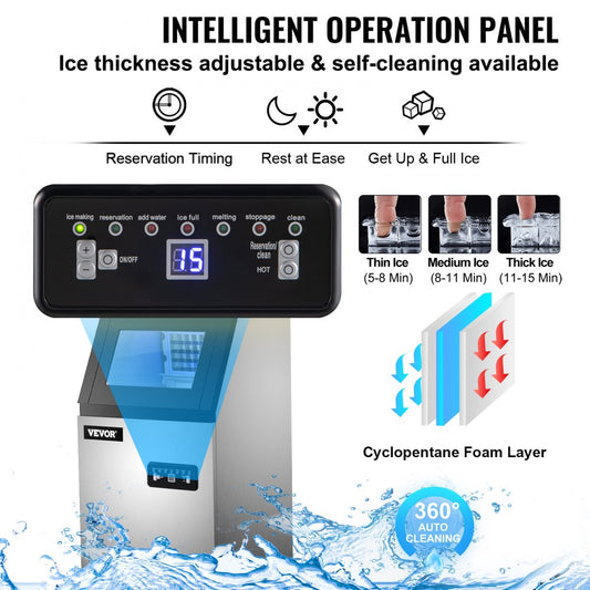 BY-90PF - Durable Stainless Steel Ice Maker with Auto-Clean, 35 KG Yield