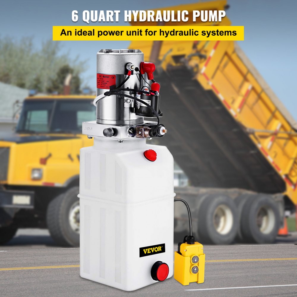 010377084563 - 6-Quart 12V Hydraulic Pump for Dump Trailers & Lifting