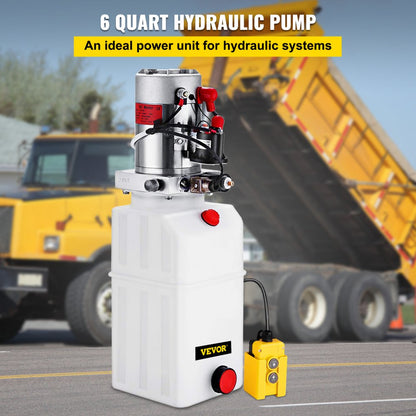 010377084563 - 6-Quart 12V Hydraulic Pump for Dump Trailers & Lifting