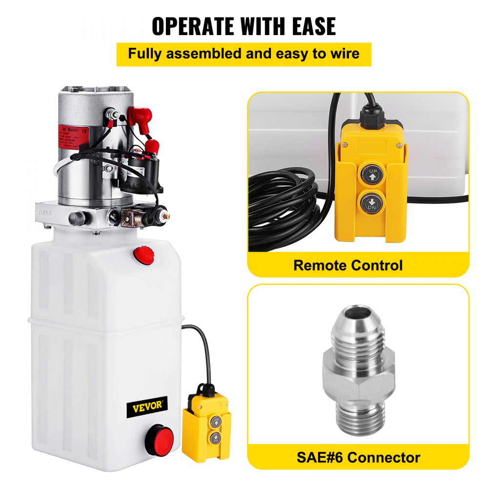 010377084563 - 6-Quart 12V Hydraulic Pump for Dump Trailers & Lifting