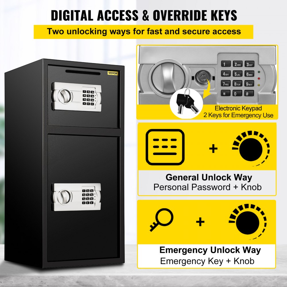 010300015708 - Heavy-Duty Digital Safe Box with Two Unlocking Methods