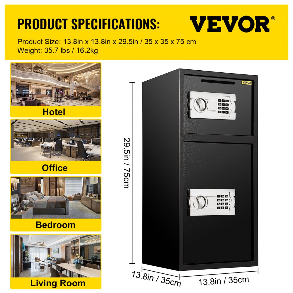 010300015708 - Heavy-Duty Digital Safe Box with Two Unlocking Methods