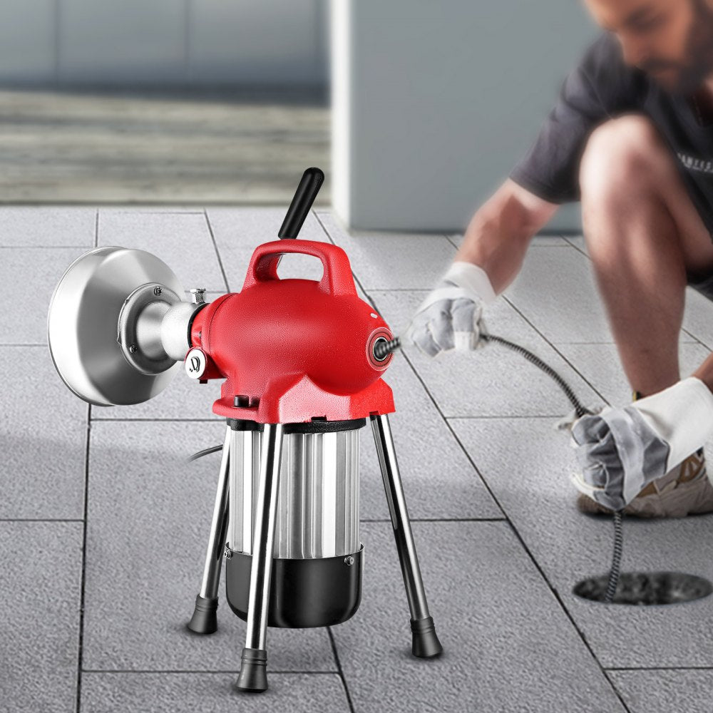 010607578839 - 500W Portable Drain Cleaner with 75' Steel Cable & 6 Cutters