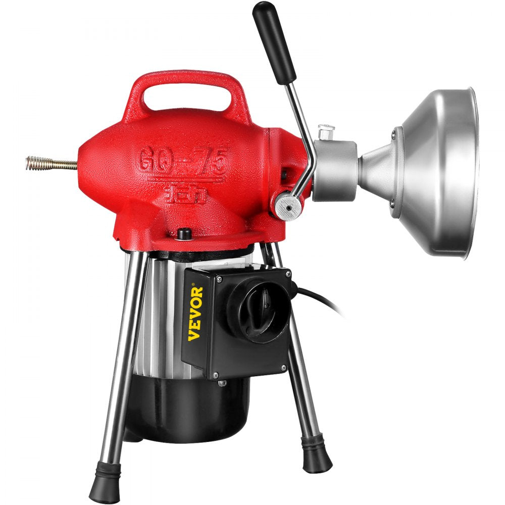 010607578839 - 500W Portable Drain Cleaner with 75' Steel Cable & 6 Cutters