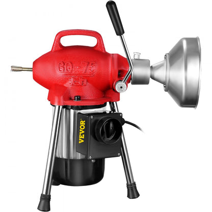 010607578839 - 500W Portable Drain Cleaner with 75' Steel Cable & 6 Cutters