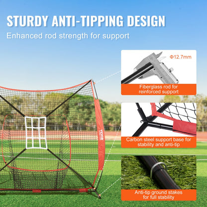 010513106823 - Durable 7x7 ft Baseball Practice Net for Skills Training