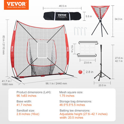 010513106823 - Durable 7x7 ft Baseball Practice Net for Skills Training