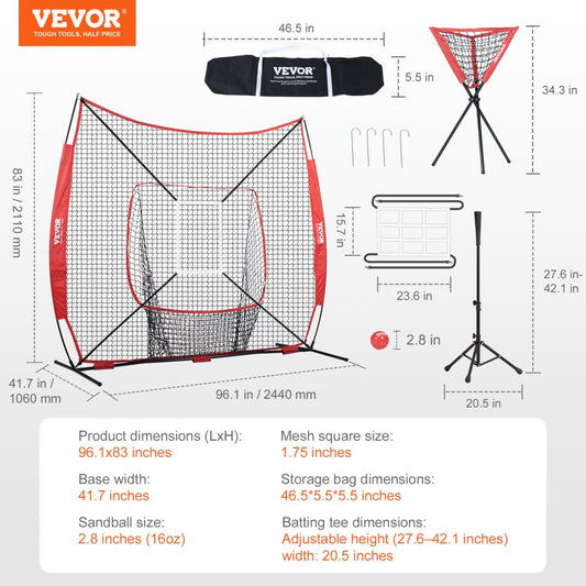 010513106823 - Durable 7x7 ft Baseball Practice Net for Skills Training