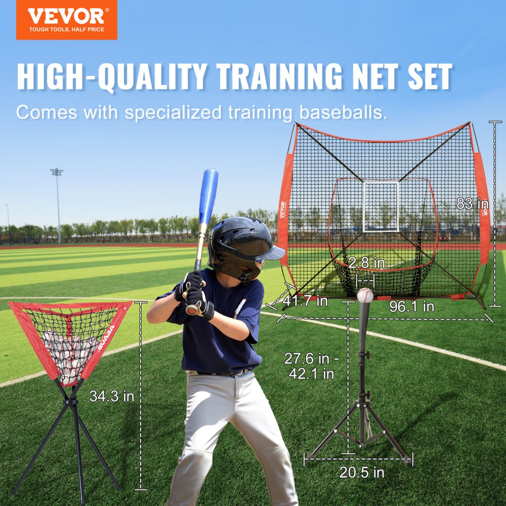 010848717967 - Durable 7x7 ft VEVOR Baseball Practice Net with Carry Bag