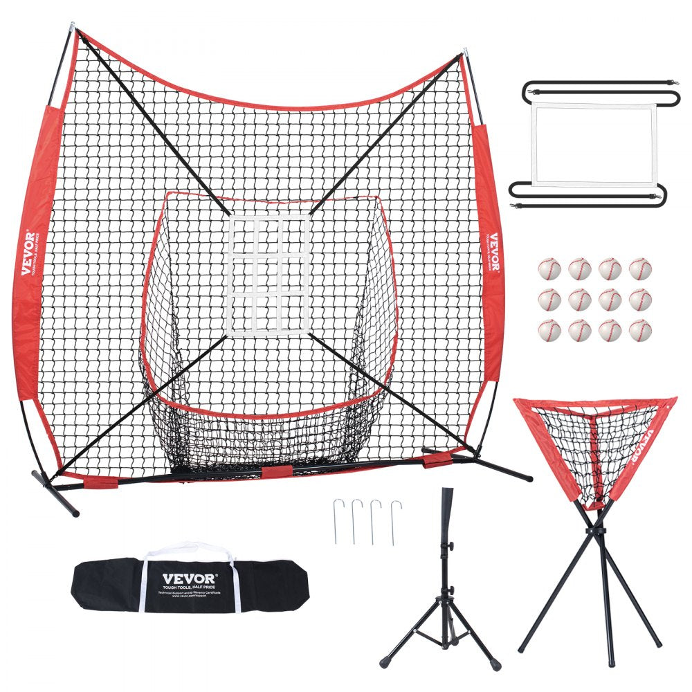010848717967 - Durable 7x7 ft VEVOR Baseball Practice Net with Carry Bag