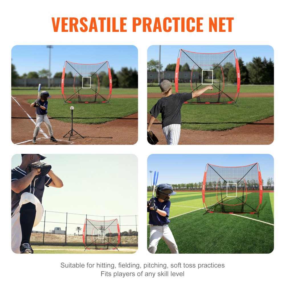 010355704659 - 7x7 ft VEVOR Baseball Softball Practice Net with Target Frames