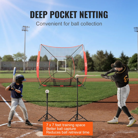 010355704659 - 7x7 ft VEVOR Baseball Softball Practice Net with Target Frames