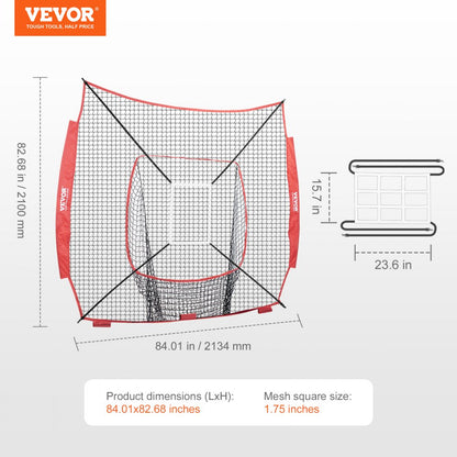 010355704659 - 7x7 ft VEVOR Baseball Softball Practice Net with Target Frames