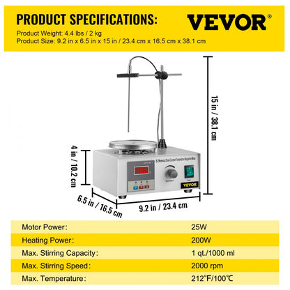 85-2 - Stainless Steel Stir Plate with 0-2000 RPM Control