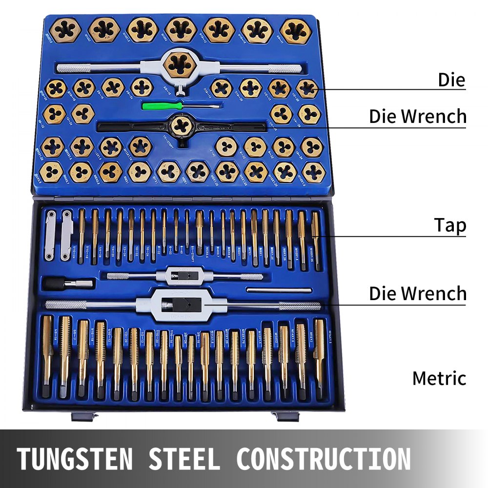 010757847477 - 86-Piece Tungsten Steel Tap and Die Set for Precision Work