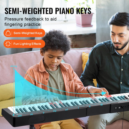 BD-881D - 88-Key Semi-Weighted Digital Piano with Adjustable Stand