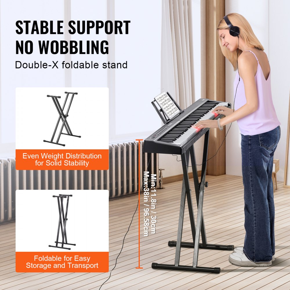 BD-881D - 88-Key Semi-Weighted Digital Piano with Adjustable Stand