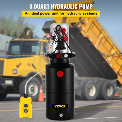 010477816368 - 8 Quart Double Acting 12V Hydraulic Pump for Versatile Lifting