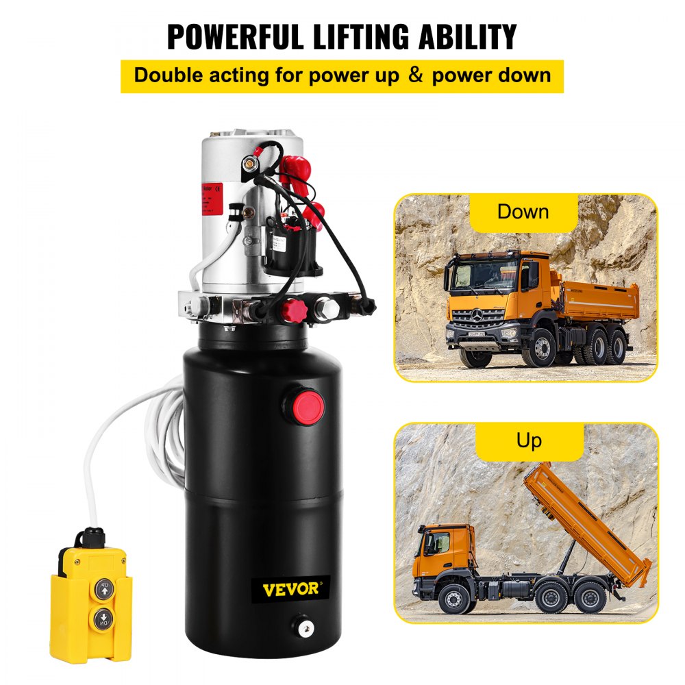 010477816368 - 8 Quart Double Acting 12V Hydraulic Pump for Versatile Lifting