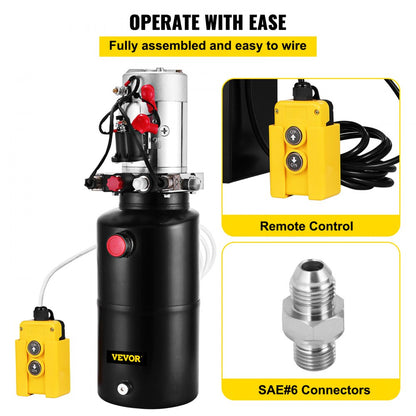 010477816368 - 8 Quart Double Acting 12V Hydraulic Pump for Versatile Lifting