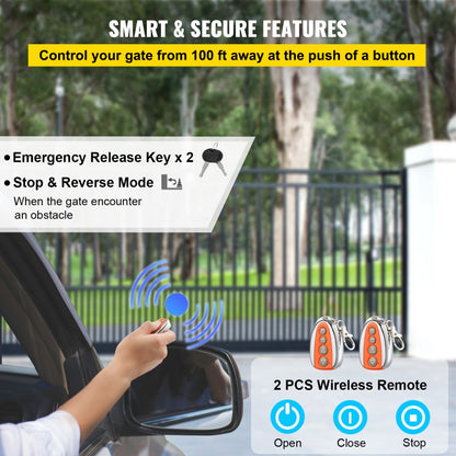 SGO-0069 - 1800 lbs VEVOR Sliding Gate Opener with 100ft Remotes