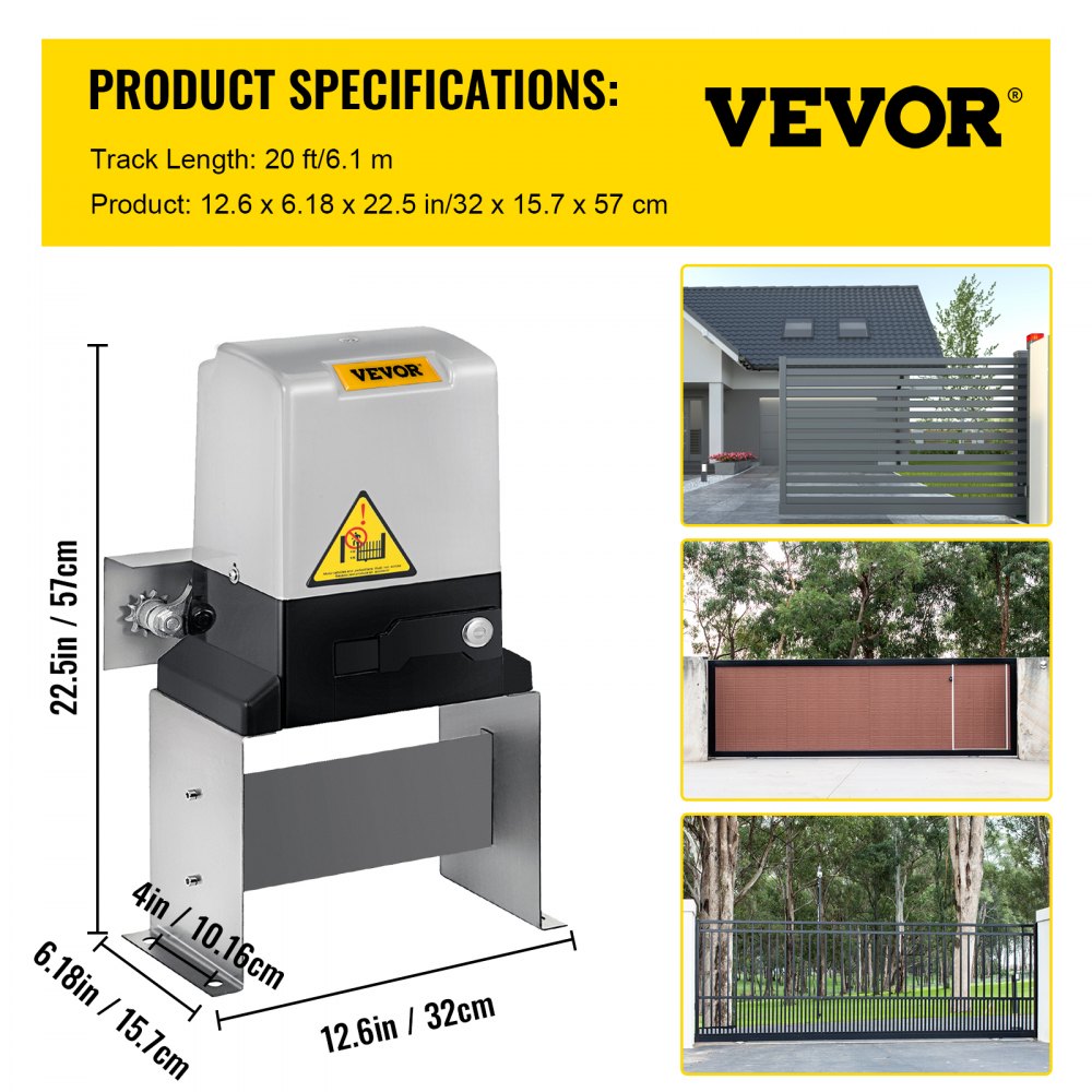 SGO-0069 - 1800 lbs VEVOR Sliding Gate Opener with 100ft Remotes