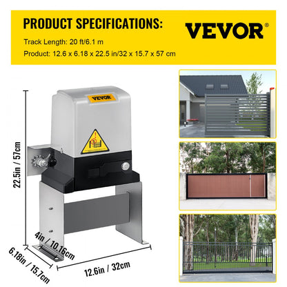 SGO-0069 - 1800 lbs VEVOR Sliding Gate Opener with 100ft Remotes