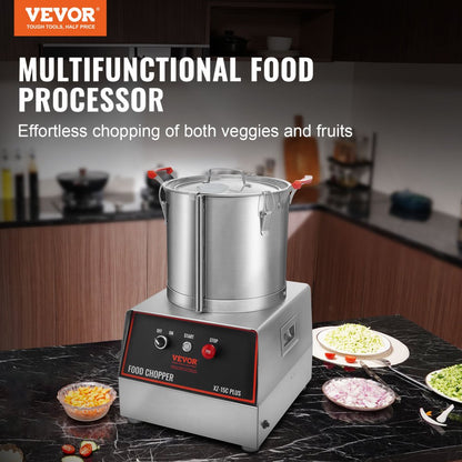 XZ-15C - Commercial 1400W Stainless Steel Food Processor with Safety Features