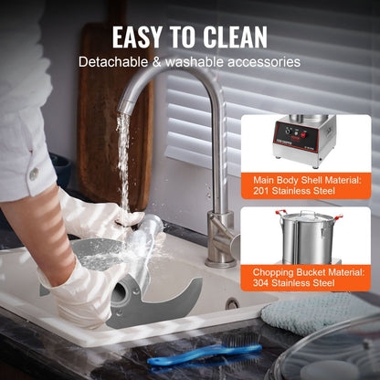 XZ-15C - Commercial 1400W Stainless Steel Food Processor with Safety Features