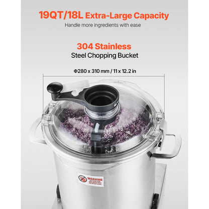 FC-18V1 - 19QT Stainless Steel Food Processor with Powerful 1500W Motor