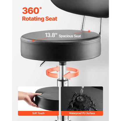 XF8W217 - Adjustable Steel Garage Stool 20.1-26.4" with Backrest and Wheels