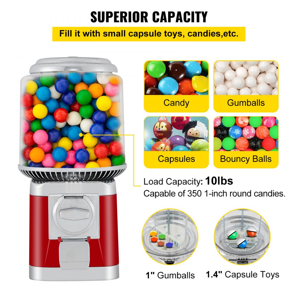 010907294110 - Compact Gumball Machine for 1" Candy and Capsules