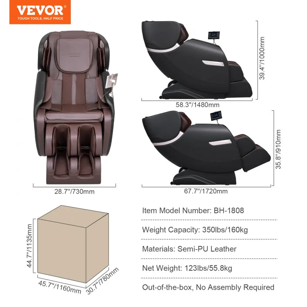 BH-1808 - Full Body Massage Chair with 32 Airbags & 8 Rollers