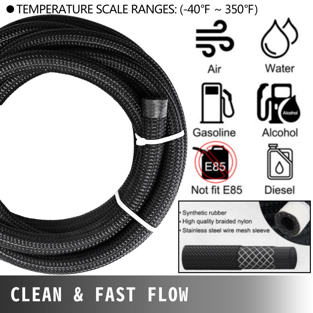 010157581219 - 32.8ft Braided 6AN Fuel Line Hose Kit for High Performance