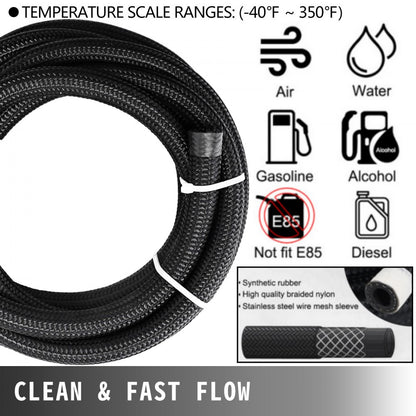 010157581219 - 32.8ft Braided 6AN Fuel Line Hose Kit for High Performance