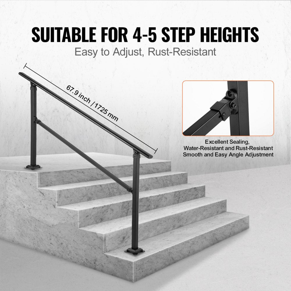 VV-OSR-4 - Adjustable 0-5 Steps Wrought Iron Stair Railing for Safety