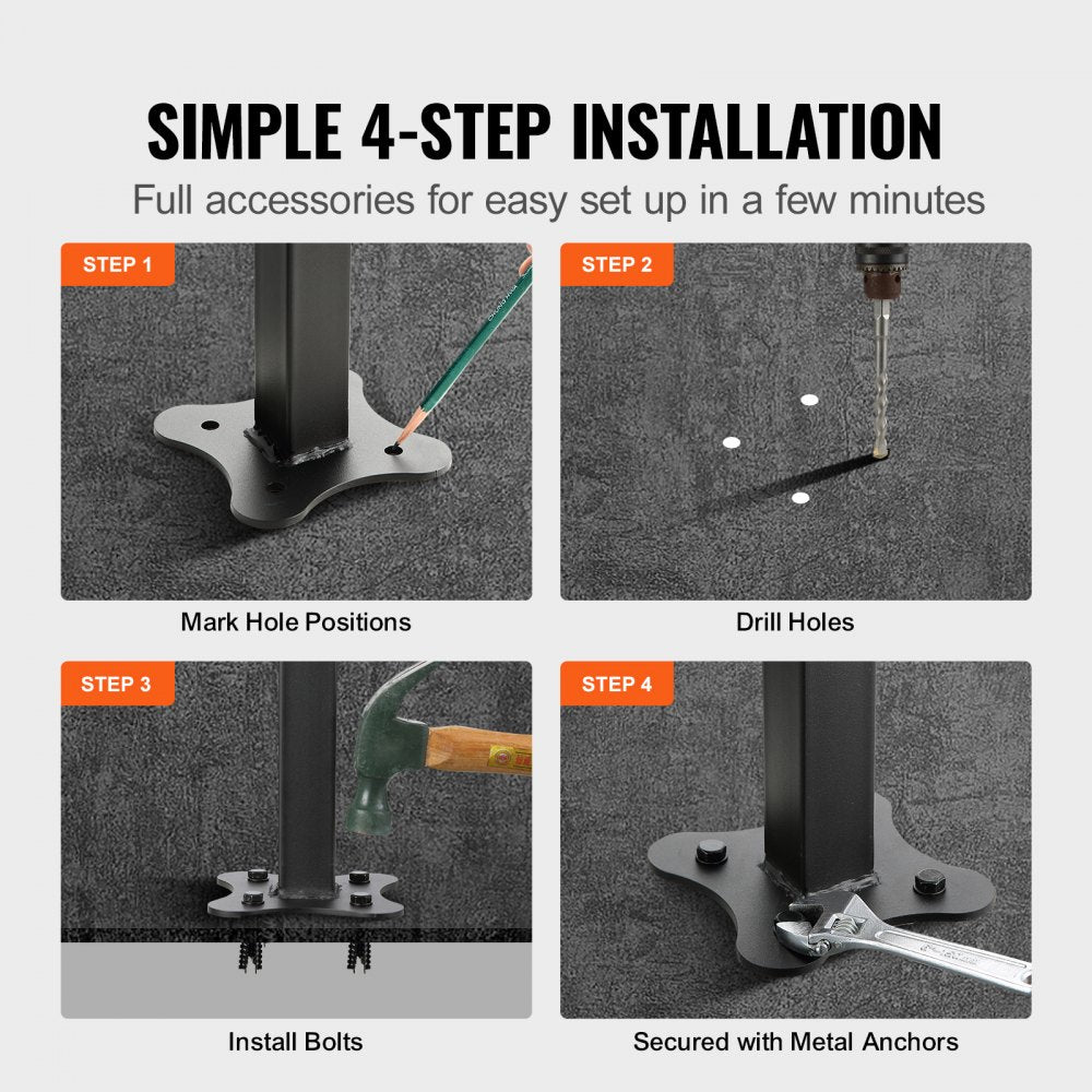 VV-OSR-4 - Adjustable 0-5 Steps Wrought Iron Stair Railing for Safety