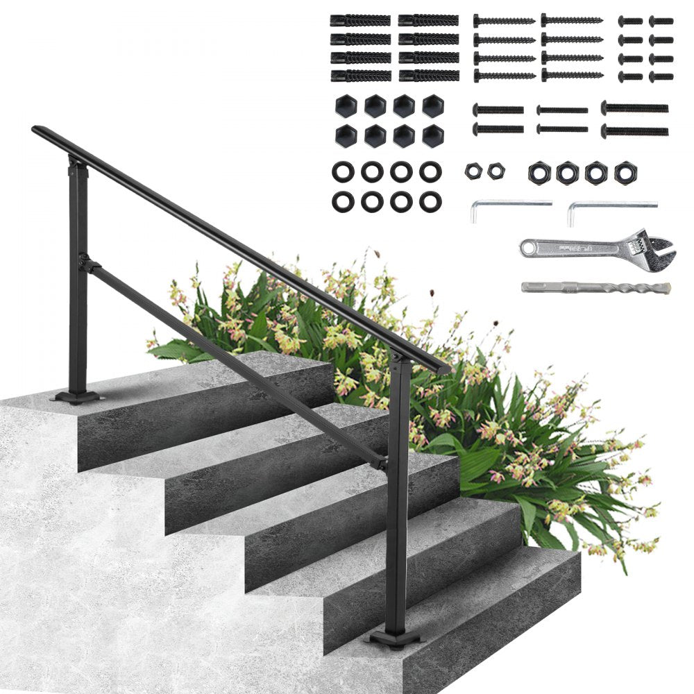 VV-OSR-4 - Adjustable 0-5 Steps Wrought Iron Stair Railing for Safety