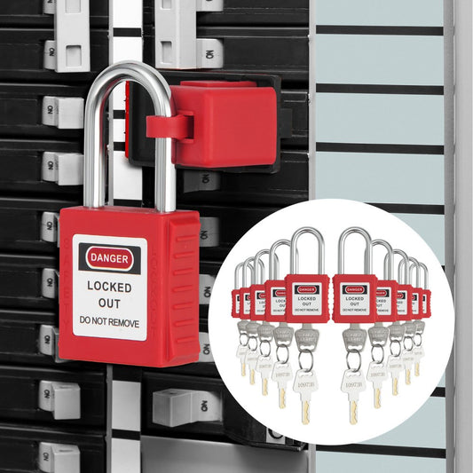BD-G01 - 10 PCS Red OSHA Safety Lockout Padlocks with Dual-Side Locking