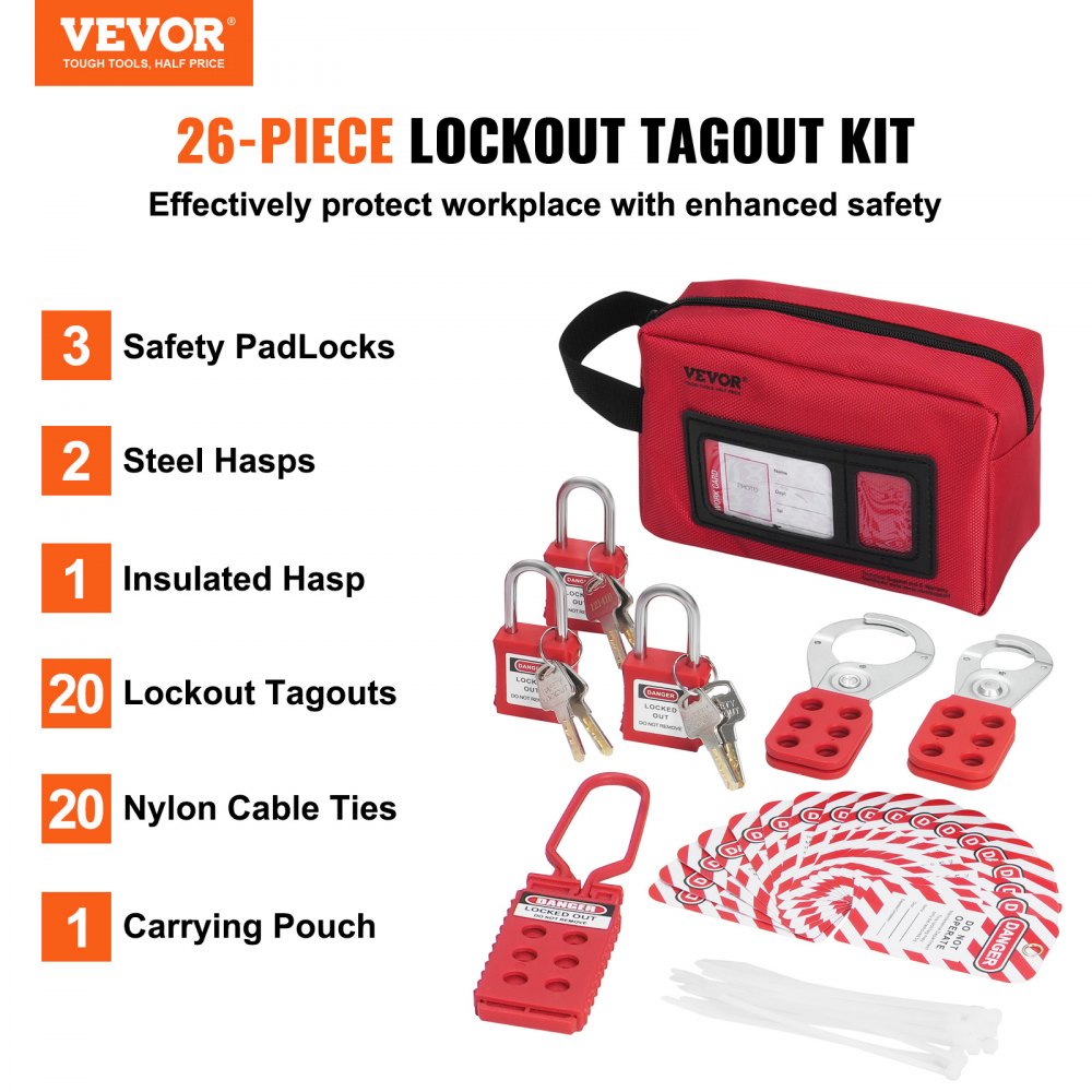 BD-ZT1 - 26-Piece Lockout Tagout Kit with Padlocks & Carrying Bag