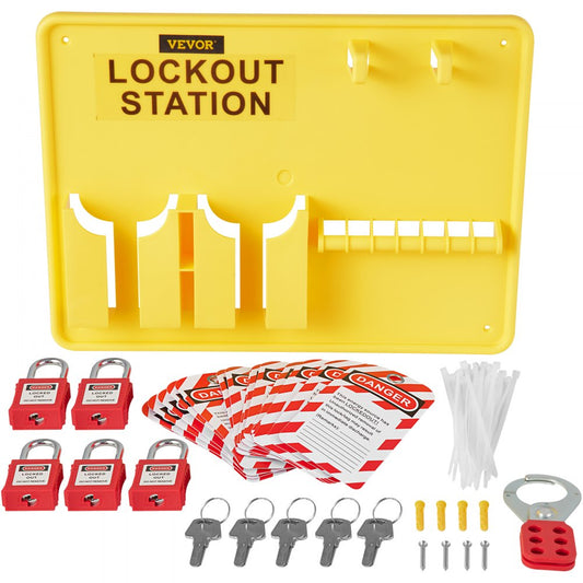 010281825314 - 26-Piece Lockout Tagout Kit with Steel Padlock & Storage Station