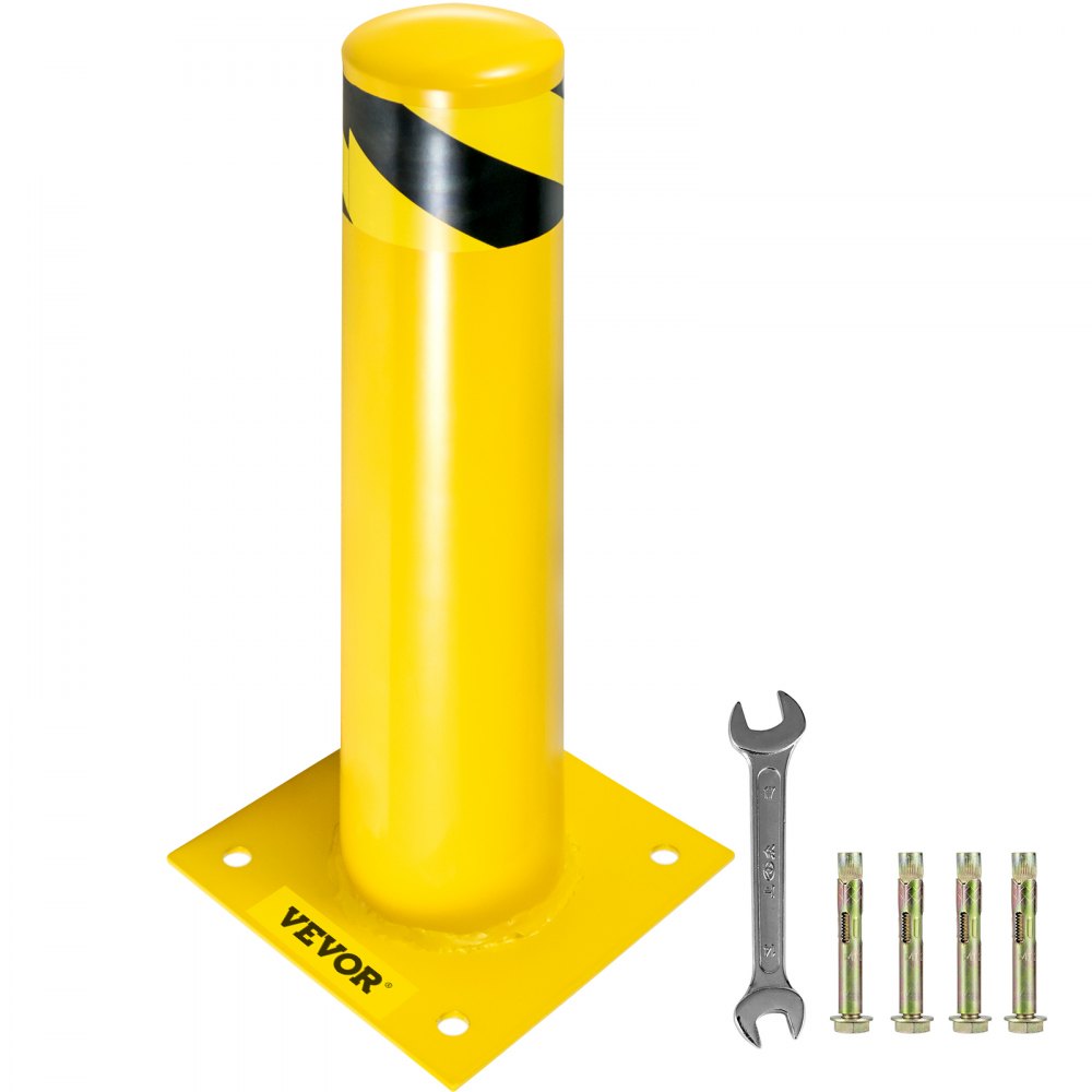 Safety Bollard 24 x 4.5 in - 24" Q235 Steel Barrier with High Visibility Finish