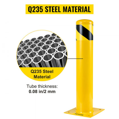 Safety Bollard 24 x 4.5 in - 24" Q235 Steel Barrier with High Visibility Finish