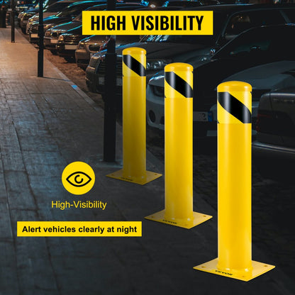 Safety Bollard 24 x 4.5 in - 24" Q235 Steel Barrier with High Visibility Finish