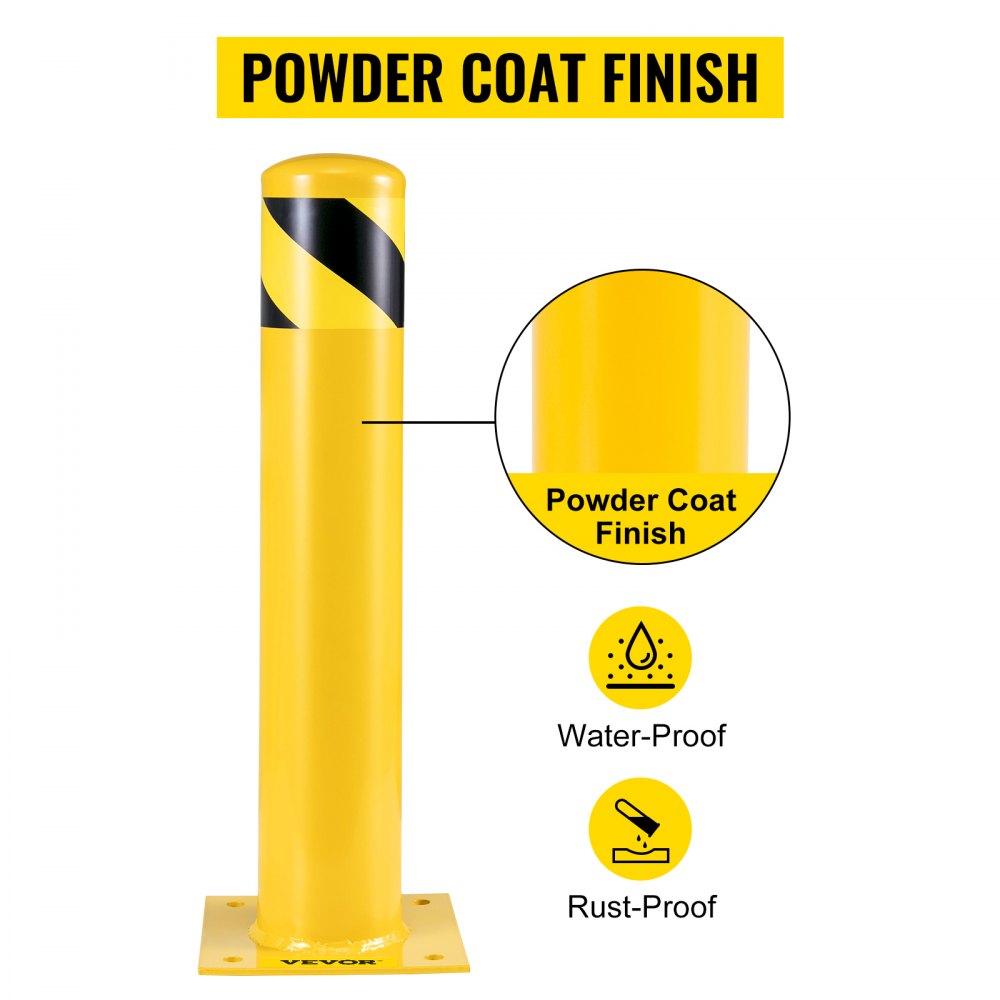 Safety Bollard 24 x 4.5 in - 24" Q235 Steel Barrier with High Visibility Finish