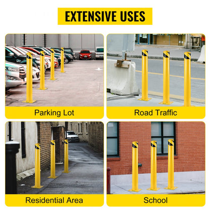 Safety Bollard 24 x 4.5 in - 24" Q235 Steel Barrier with High Visibility Finish