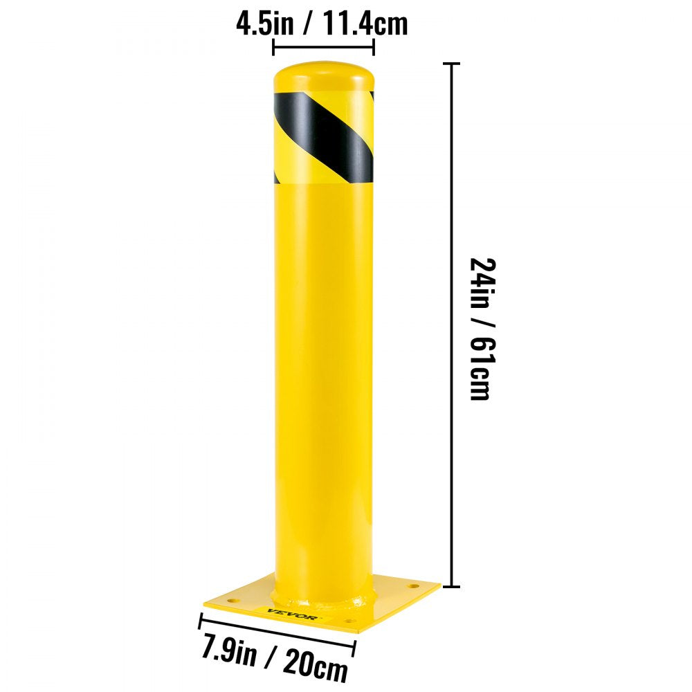 Safety Bollard 24 x 4.5 in - 24" Q235 Steel Barrier with High Visibility Finish