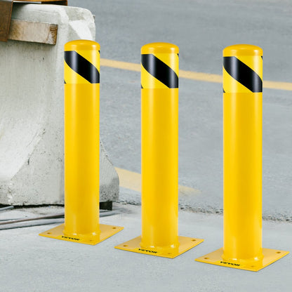 Safety Bollard 24 x 5.5 in - 24" Durable Yellow Steel Traffic Barrier
