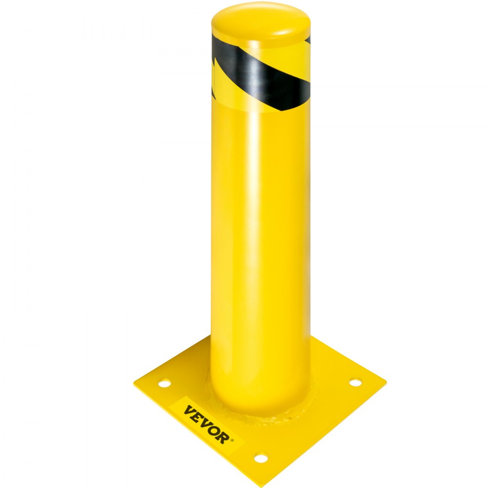 Safety Bollard 24 x 5.5 in - 24" Durable Yellow Steel Traffic Barrier